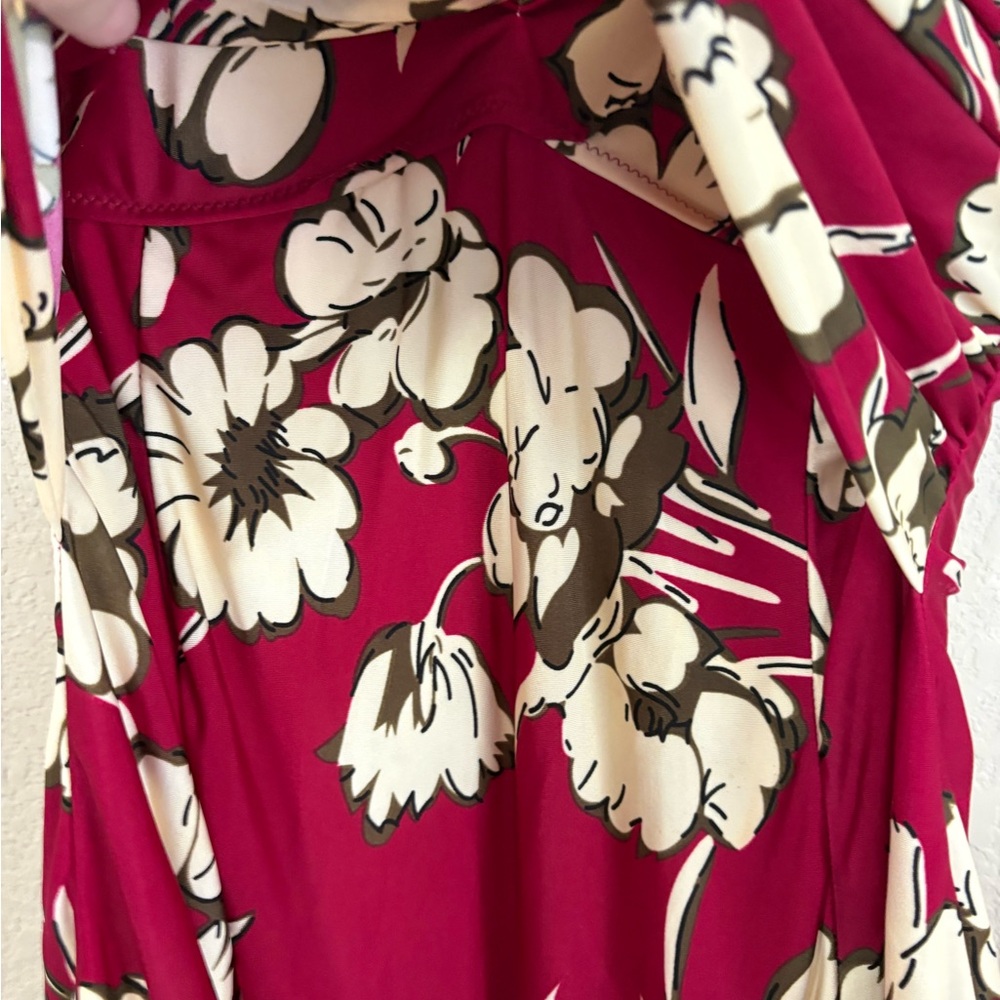 Boutique Floral Red & Cream Fit-and-Flare Swimsuit with Built in Shorts Size XL - Picture 7 of 15